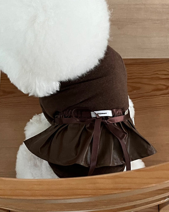 Heart Pendant Layered Leather Skirt