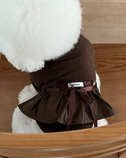 Heart Pendant Layered Leather Skirt