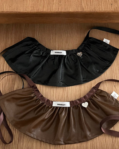 Heart Pendant Layered Leather Skirt