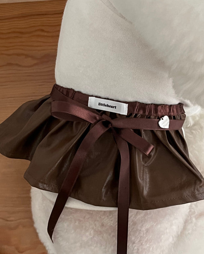 Heart Pendant Layered Leather Skirt