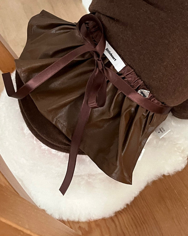 Heart Pendant Layered Leather Skirt