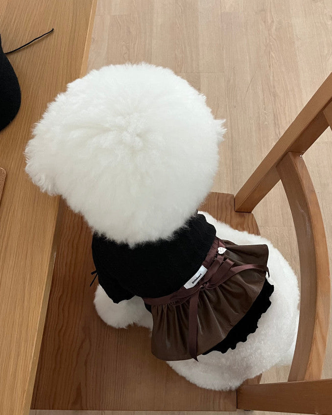 Heart Pendant Layered Leather Skirt